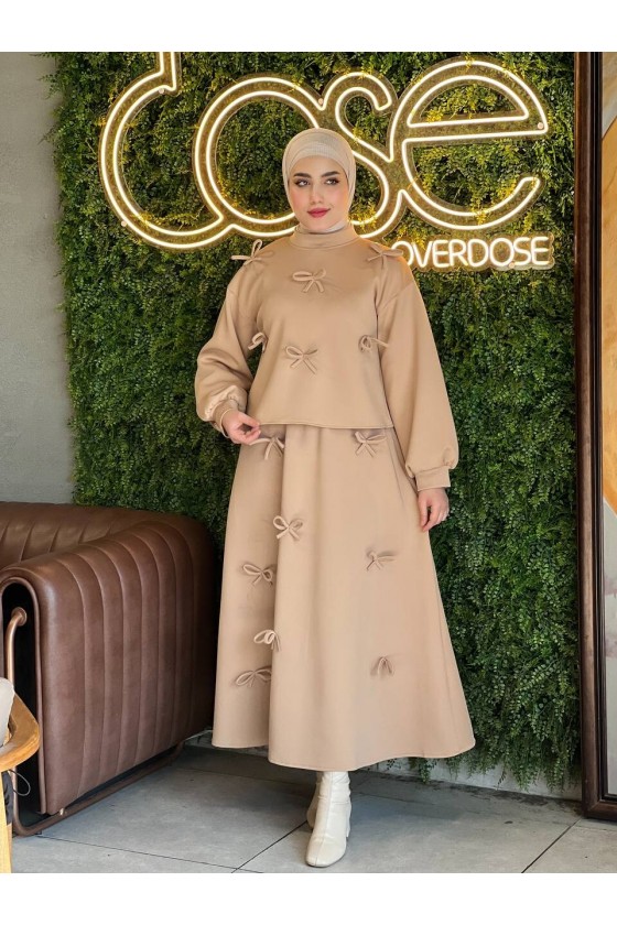 44137 - Detaylı Tesettür Takım Bej-A20