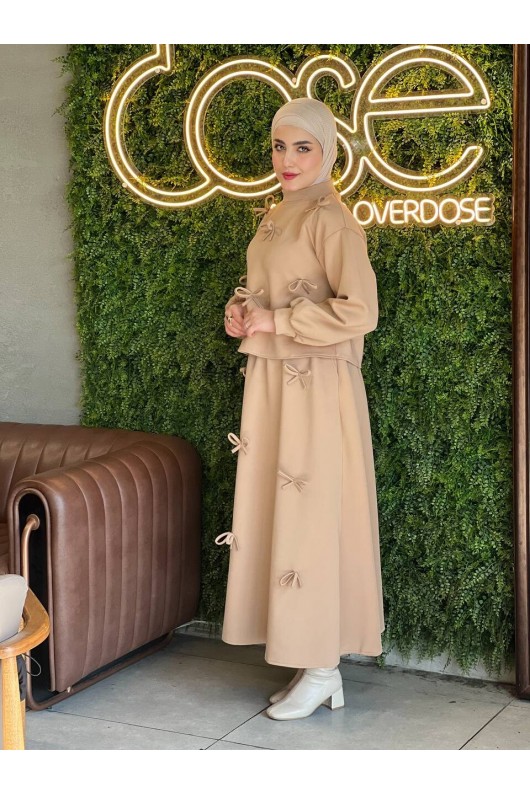 44137 - Detaylı Tesettür Takım Bej-A20