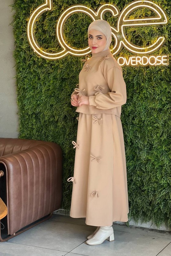 44137 - Detaylı Tesettür Takım Bej-A20 44137 - Detaylı Tesettür Takım Bej-A20