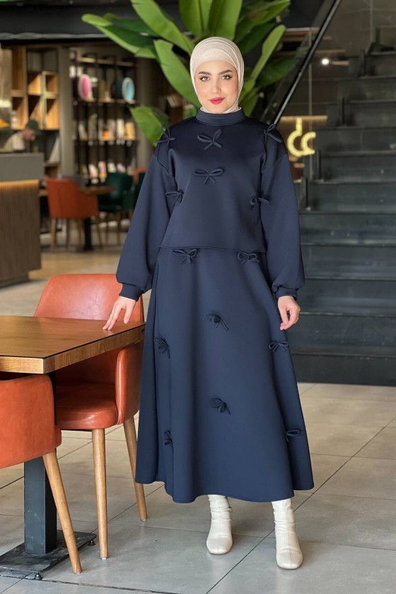 44137 - Detaylı Tesettür Takım Laci̇vert-A20 44137 - Detaylı Tesettür Takım Laci̇vert-A20