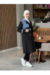 44100 - Renk Detaylı Tesettür Trençkot Si̇yah C-3 44100 - Renk Detaylı Tesettür Trençkot Si̇yah C-3