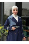 44100 - Renk Detaylı Tesettür Trençkot Laci̇vert C-3 44100 - Renk Detaylı Tesettür Trençkot Laci̇vert C-3