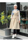 44119 - Renk Detaylı Tesettür Trençkot Bej A-1 44119 - Renk Detaylı Tesettür Trençkot Bej A-1