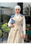 44119 - Renk Detaylı Tesettür Trençkot Bej A-1 44119 - Renk Detaylı Tesettür Trençkot Bej A-1