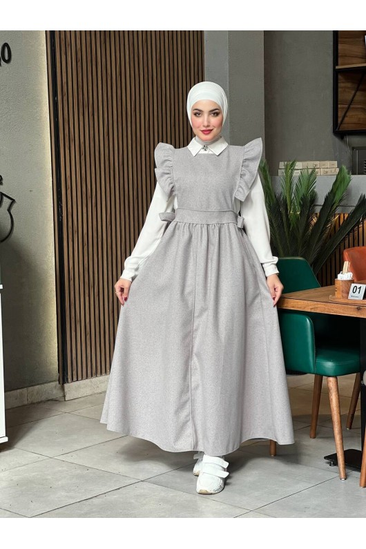 44096 - Kaşe Tesettür Elbise Gri̇ A-3 44096 - Kaşe Tesettür Elbise Gri̇ A-3