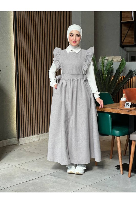 44096 - Kaşe Tesettür Elbise Gri̇ A-3 44096 - Kaşe Tesettür Elbise Gri̇ A-3