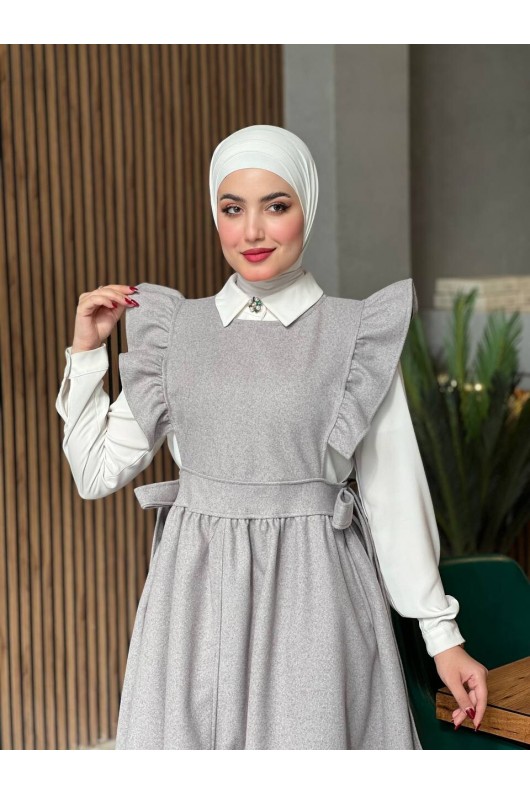 44096 - Kaşe Tesettür Elbise Gri̇ A-3 44096 - Kaşe Tesettür Elbise Gri̇ A-3