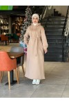 44108 - Üç İplik Tesettür Elbise Camel-I3
