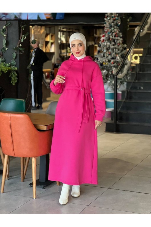 44108 - Üç İplik Tesettür Elbise Pembe-I3