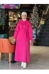 44108 - Üç İplik Tesettür Elbise Pembe-I3