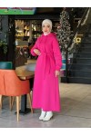 44108 - Üç İplik Tesettür Elbise Pembe-I3