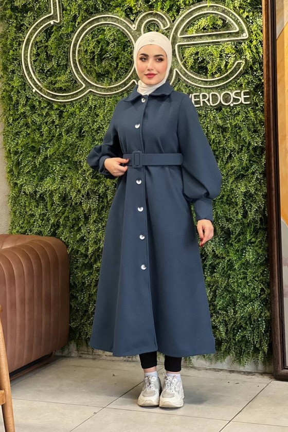 44118 - Kaşe Tesettür Kaban Laci̇vert A-1