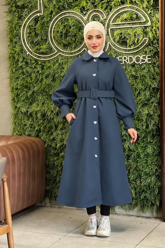 44118 - Kaşe Tesettür Kaban Laci̇vert A-1