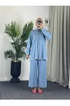 0778 - Kot Tesettür İkili Takım Mavi̇ G 3