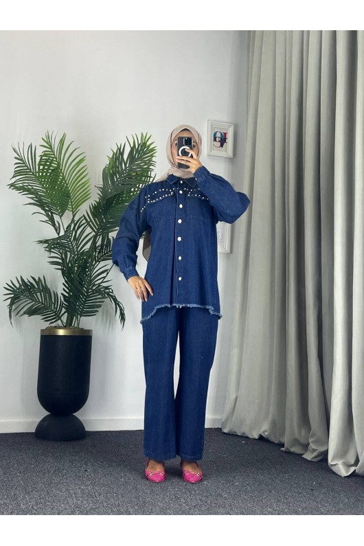 0778 - Kot Tesettür İkili Takım Laci̇vert G 3 0778 - Kot Tesettür İkili Takım Laci̇vert G 3