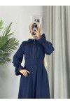 4513 - Yakalı Tesettür Elbise Laci̇vert