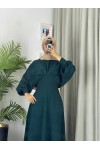4535 - Keten Tesettür Elbise Yeşi̇l