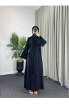 4536 - Kemerli Tesettür Elbise Si̇yah
