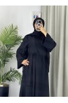 4536 - Kemerli Tesettür Elbise Si̇yah