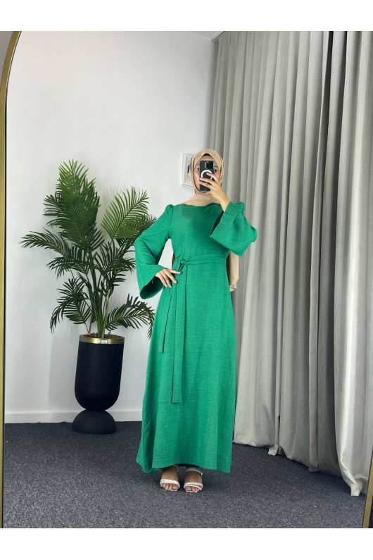4536 - Kemerli Tesettür Elbise Yeşi̇l 4536 - Kemerli Tesettür Elbise Yeşi̇l