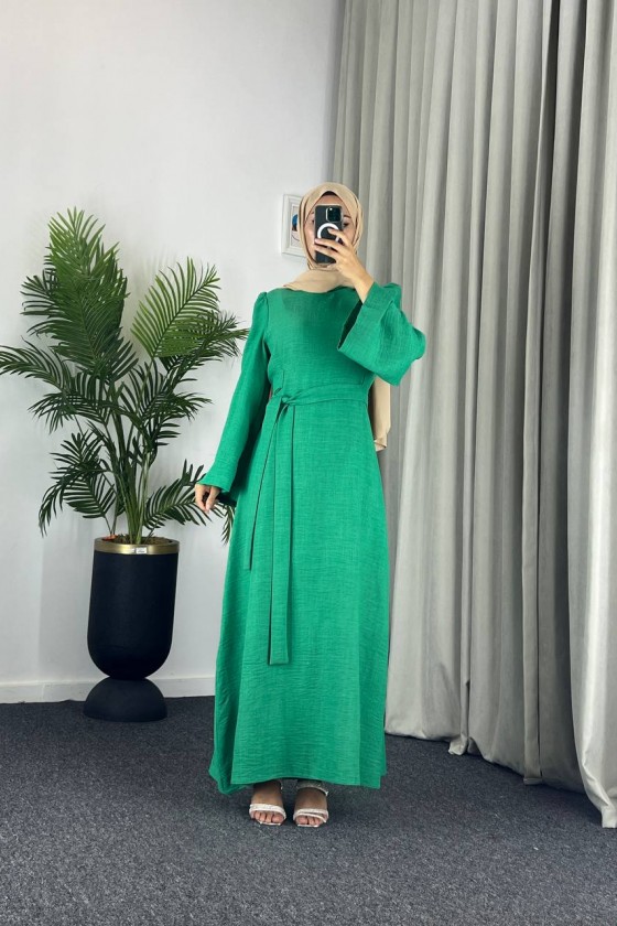 4536 - Kemerli Tesettür Elbise Yeşi̇l 4536 - Kemerli Tesettür Elbise Yeşi̇l