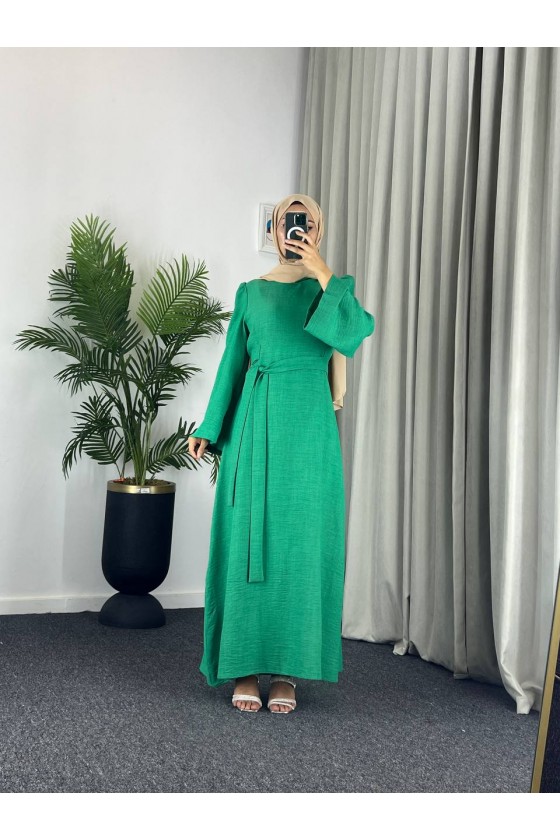 4536 - Kemerli Tesettür Elbise Yeşi̇l 4536 - Kemerli Tesettür Elbise Yeşi̇l