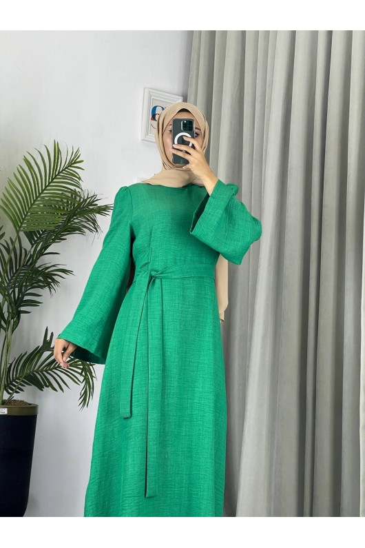 4536 - Kemerli Tesettür Elbise Yeşi̇l 4536 - Kemerli Tesettür Elbise Yeşi̇l