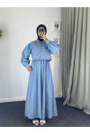 0831 - Kot Kumaş İkili Tesettür Takım Açık Mavi G-4