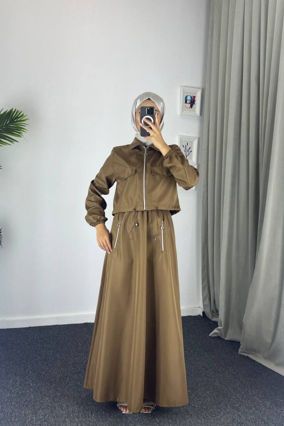 0903 - Bondit Kumaş İkili Tesettür Takım Kahverengi̇ -c 9 0903 - Bondit Kumaş İkili Tesettür Takım Kahverengi̇ -c 9