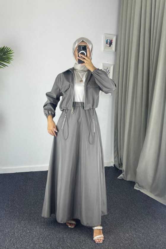 0903 - Bondit Kumaş İkili Tesettür Takım Gri̇-c 9 0903 - Bondit Kumaş İkili Tesettür Takım Gri̇-c 9