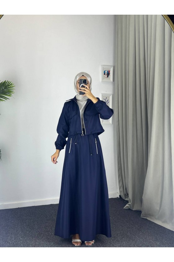 0903 - Bondit Kumaş İkili Tesettür Takım Laci̇vert -c 9