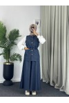 4041 - Kor Kumaş Tesettür İkili Takım Mavi̇ G-3