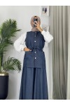 4041 - Kor Kumaş Tesettür İkili Takım Mavi̇ G-3