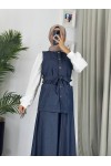 4041 - Kor Kumaş Tesettür İkili Takım Mavi̇ G-3