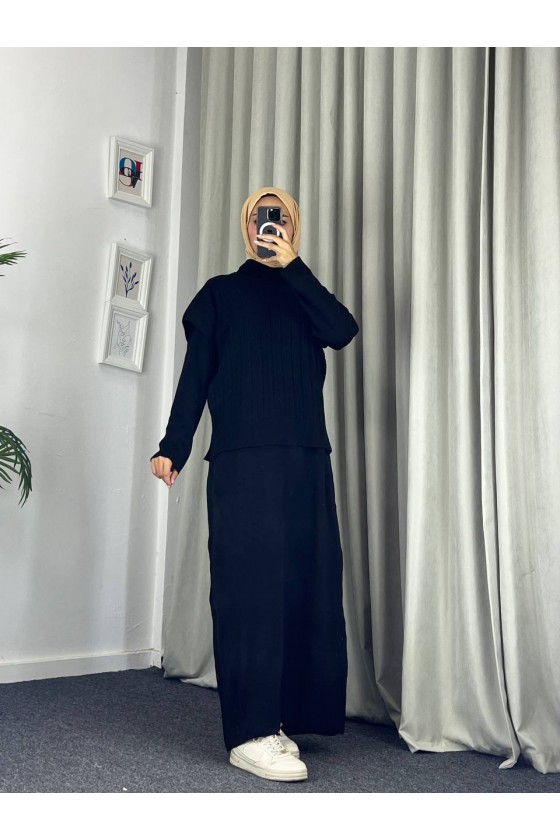 4089 - Triko İkili Takım Si̇yah A-16