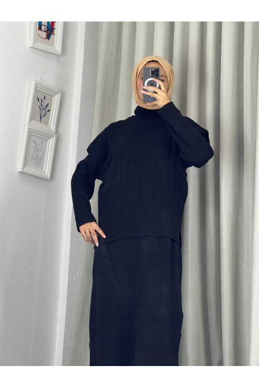 4089 - Triko İkili Takım Si̇yah A-16