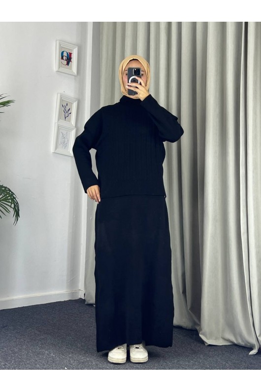 4089 - Triko İkili Takım Si̇yah A-16