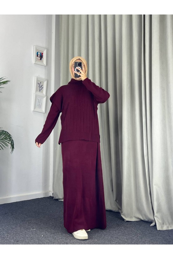 4089 - Triko İkili Takım Bordo A-16