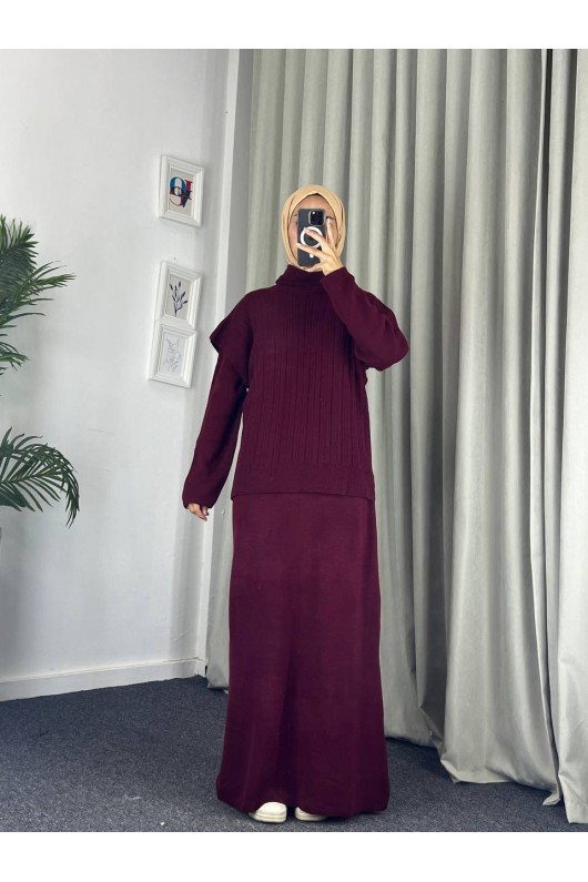 4089 - Triko İkili Takım Bordo A-16 4089 - Triko İkili Takım Bordo A-16