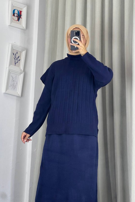 4089 - Triko İkili Takım Laci̇vert A-16 4089 - Triko İkili Takım Laci̇vert A-16