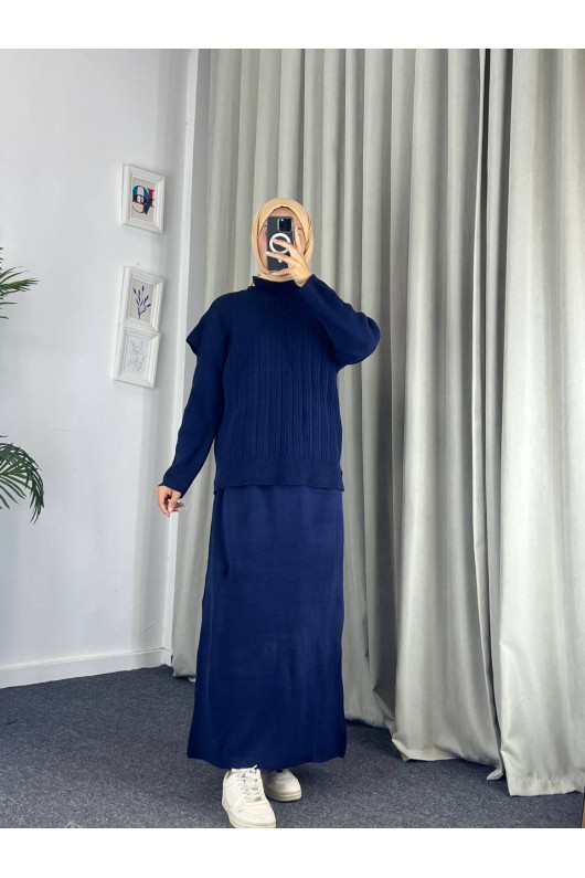 4089 - Triko İkili Takım Laci̇vert A-16 4089 - Triko İkili Takım Laci̇vert A-16