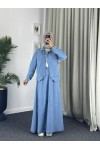 4090 - Kot Tesettür İkili Takım Mavi̇ E-5