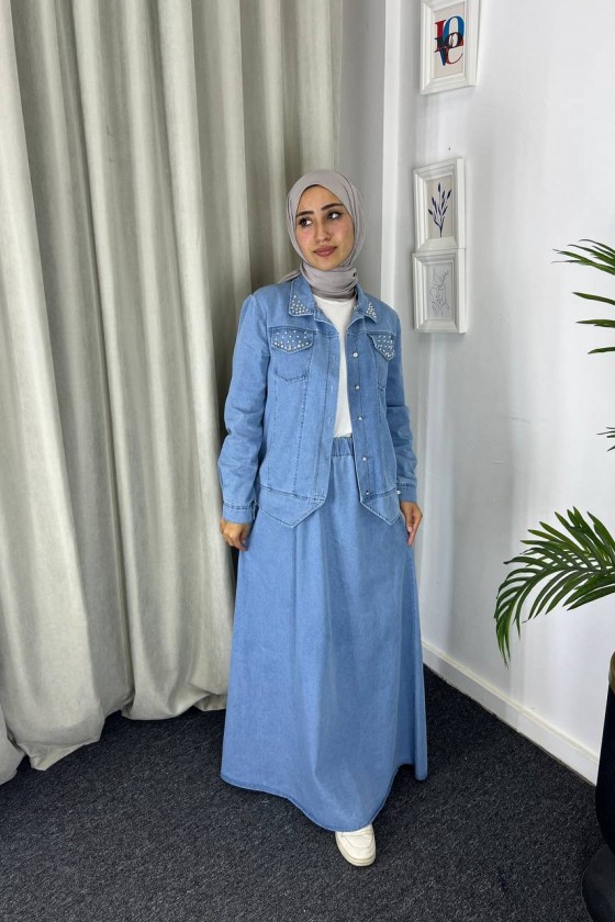 4090 - Kot Tesettür İkili Takım Mavi̇ E-5 4090 - Kot Tesettür İkili Takım Mavi̇ E-5