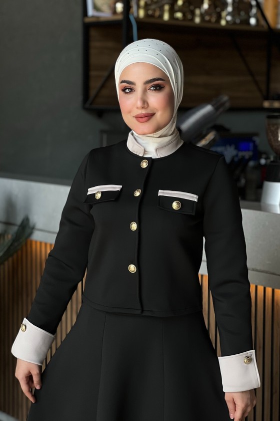 4515 - Scuba Kumaş İkili Tesettür Takım Si̇yah E-6 4515 - Scuba Kumaş İkili Tesettür Takım Si̇yah E-6