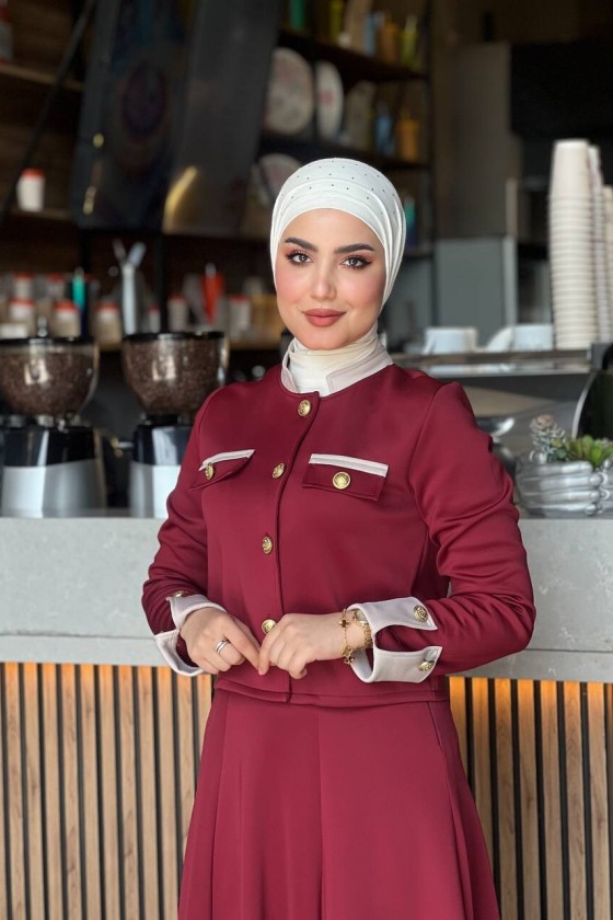 4515 - Scuba Kumaş İkili Tesettür Takım Bordo E-6 4515 - Scuba Kumaş İkili Tesettür Takım Bordo E-6