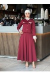 4515 - Scuba Kumaş İkili Tesettür Takım Bordo E-6