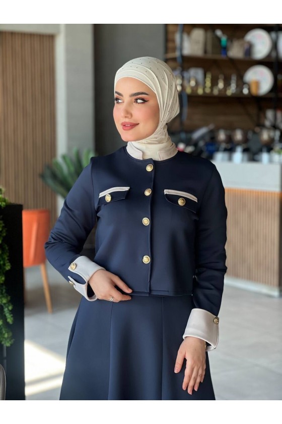 4515 - Scuba Kumaş İkili Tesettür Takım Laci̇vert E-7 4515 - Scuba Kumaş İkili Tesettür Takım Laci̇vert E-7