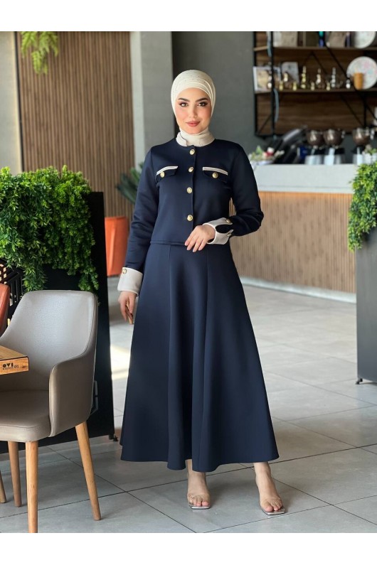 4515 - Scuba Kumaş İkili Tesettür Takım Laci̇vert E-7 4515 - Scuba Kumaş İkili Tesettür Takım Laci̇vert E-7