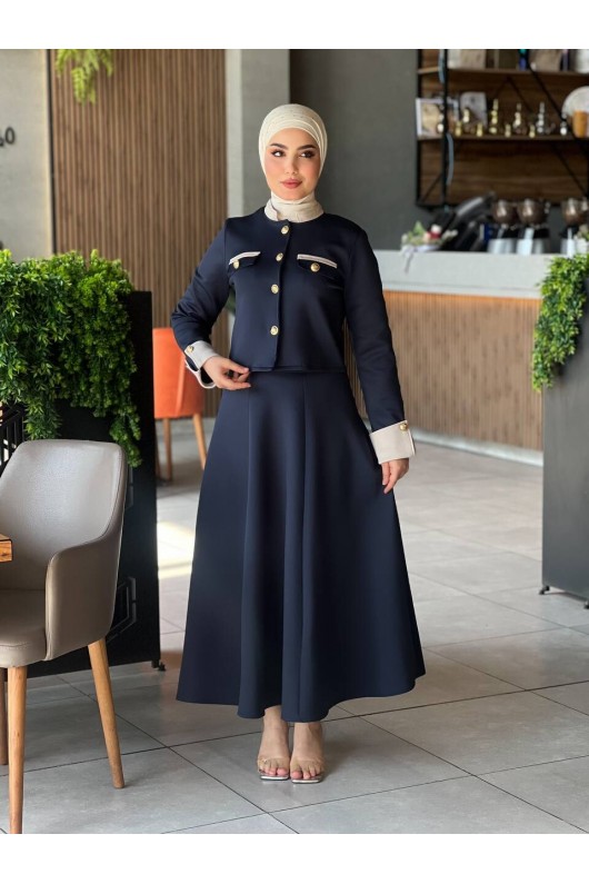 4515 - Scuba Kumaş İkili Tesettür Takım Laci̇vert E-7 4515 - Scuba Kumaş İkili Tesettür Takım Laci̇vert E-7