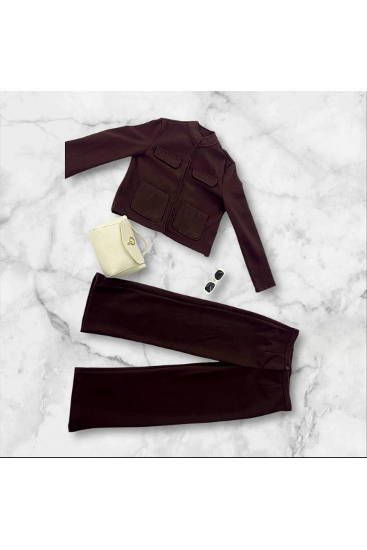 7276 - Tesettür İkili Takım Kahverengi̇ E-5